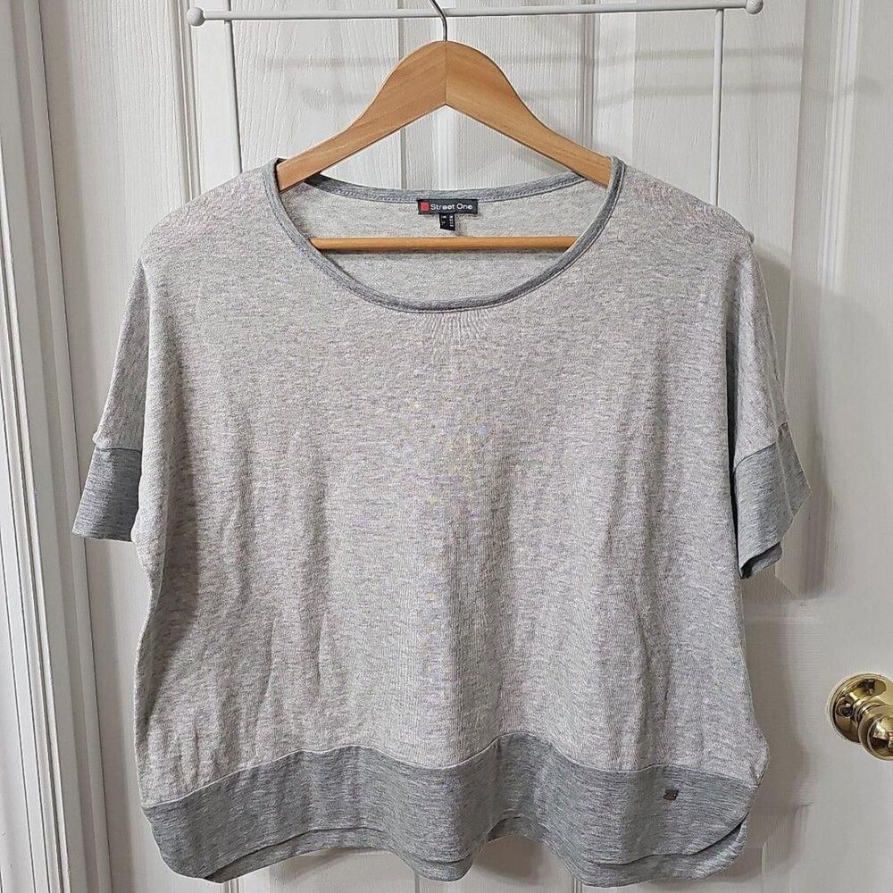 Street One Grey Short Sleeve Loose Fit Top Size 12 / EUR 38
